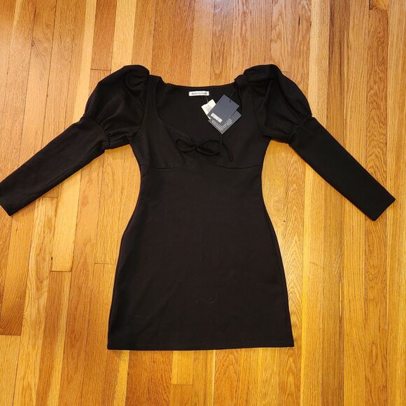 Reformation NWT "Helga" Puff Sleeve Sweet and Sultry Mini Dress in Black, Sz M - Picture 8 of 12
